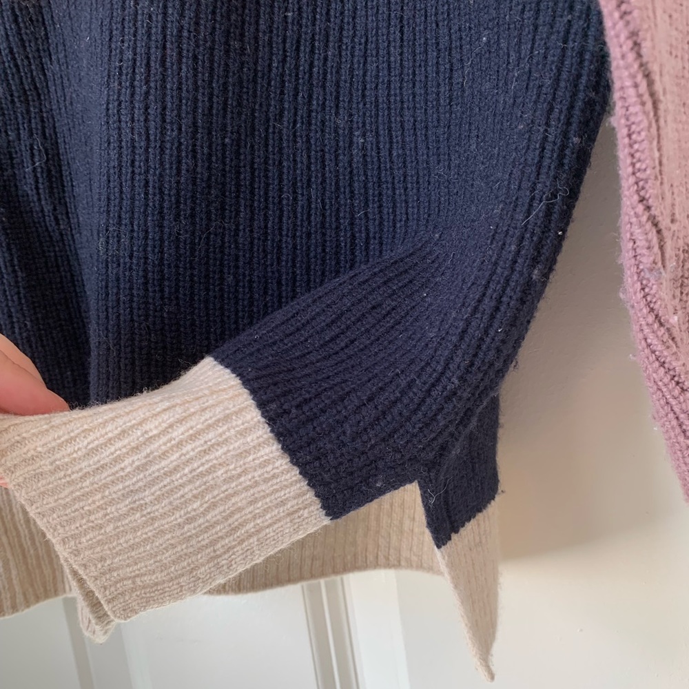 Madewell‎ Sweater Women’s Wool Blend Purple Color Block Half Zip Pullover Size S - Picture 11 of 14
